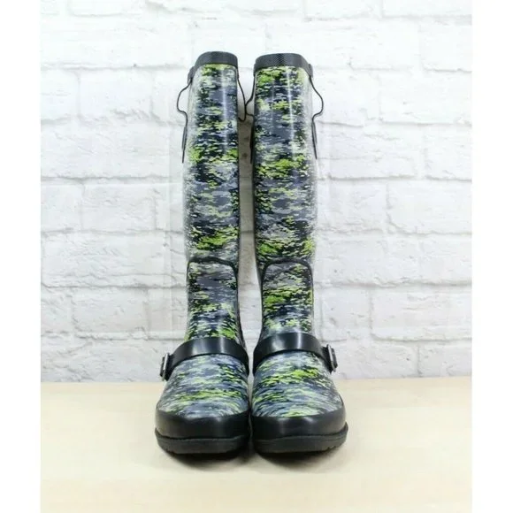 LL Bean Wellie Mariner Blue Camouflage WP Knee High Rain Boots Size 7 M - Picture 4 of 9